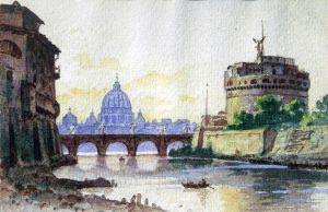 Englsburt mit Engelsbrücke über den Tiber