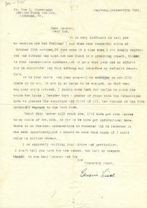 Eisenmann Letter, October 1941